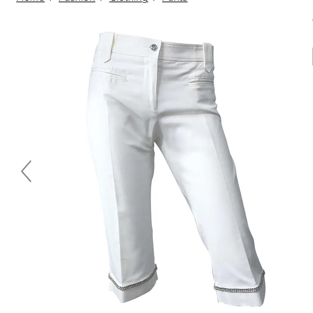 💎Gianni Versace Spring/Summer 2005 White Rhinestone Bermuda Capri Pants 💎